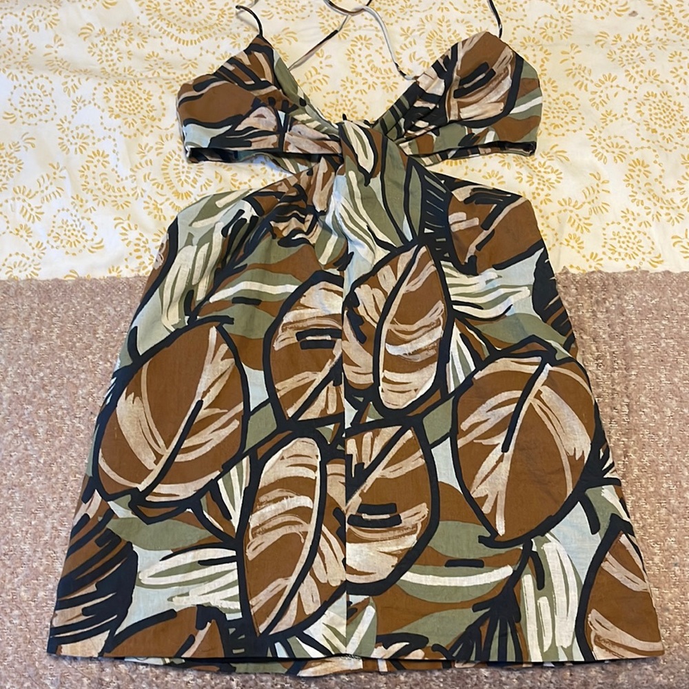 Zara tropical cut out mini dress
